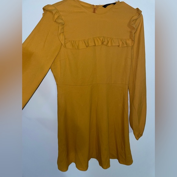 Zara Mustard Short Ruffle Dress - Picture 5 of 6
